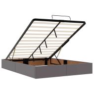 Османска легло с матрак, сиво, 140x200 см, изкуствена кожа