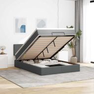 Османска легло с матрак, тъмносиво, 140x200 см, плат