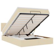 Османска легло с матрак, кремаво, 140x200 см, плат