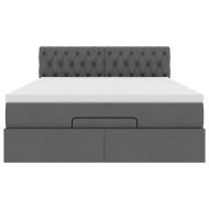 Османска легло с матрак, тъмносиво, 140x200 см, плат