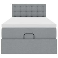 Османска легло с матрак, светлосиво, 90x190 см, плат