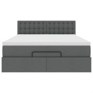 Османска легло с матрак, тъмносиво, 140x200 см, плат