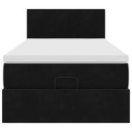 Османска легло с матрак, черно, 80x200 см, кадифе