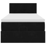 Османска легло с матрак, черно, 90x190 см, кадифе