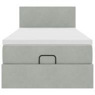 Османска легло с матрак, светлосиво, 90x200 см, кадифе