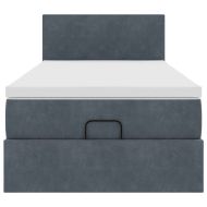 Османска легло с матрак, тъмносиво, 90x200 см, кадифе