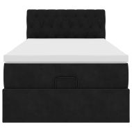 Османска легло с матрак, черно, 90x190 см, кадифе