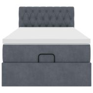 Османска легло с матрак, тъмносиво, 90x200 см, кадифе