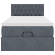 Османска легло с матрак, тъмносиво, 100x200 см, кадифе