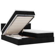 Османска легло с матраци, черно, 180x200 см, плат