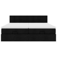 Османска легло с матраци, черно, 180x200 см, плат