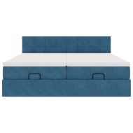 Османска легло с матраци, тъмносиньо, 180x200 см, кадифе