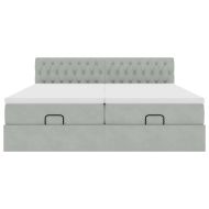 Османска легло с матраци, светлосиво, 180x200 см, кадифе