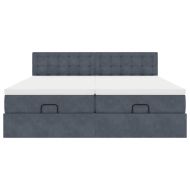 Османска легло с матраци, тъмносиво, 180x200 см, кадифе