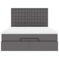 Османска легло с матрак, сиво, 140x200 см, изкуствена кожа