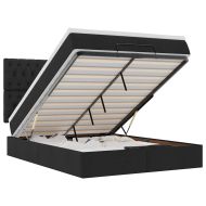 Османска легло с матрак, черно, 140x200 см, плат