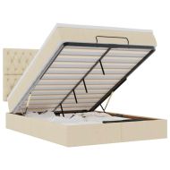 Османска легло с матрак, кремаво, 140x200 см, плат