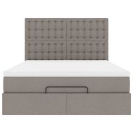 Османска легло с матрак, таупе, 140x200 см, плат