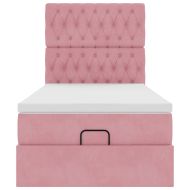 Османска легло с матраци, розово, 90x200 см, кадифе