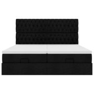 Османска легло с матраци, черно, 200x200 см, плат