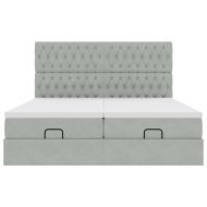 Османска легло с матраци, светлосиво, 180x200 см, кадифе