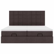 Османска легло с матрак и LED, тъмнокафяво, 200x200 см, плат