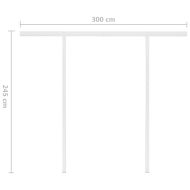 Ръчно прибиращ се сенник с прътове, 3,5x2,5 м, кремав