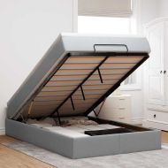 Османска легло с матрак, светлосиво, 120x200 см, плат