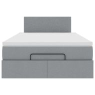 Османска легло с матрак, светлосиво, 120x200 см, плат