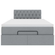 Османска легло с матрак, светлосиво, 120x200 см, плат