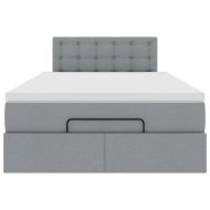 Османска легло с матрак, светлосиво, 120x200 см, плат