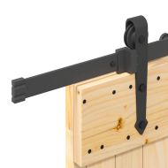 Плъзгаща врата с монтажни части, 85x210 см, борово дърво масив