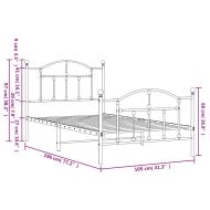 Метална рамка за легло с горна и долна табла, черна, 100x190 см