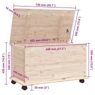 Сандък за съхранение с колелца ALTA 73x39,5x43 см бор масив