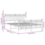 Метална рамка за легло с горна и долна табла, бяла, 135x190 см