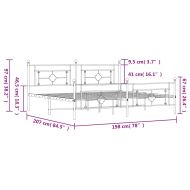 Метална рамка за легло с горна и долна табла, бяла, 193x203 см