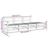 Градински лаундж комплект, 4 части, сив, бор масив