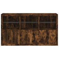 Сайдборд с LED светлини, oпушен дъб, 181,5x37x100 см