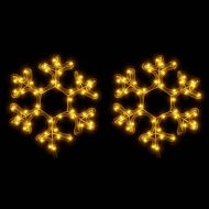 Коледни фигури снежинки с LED, 2 бр, топло бяло, 27x27 см