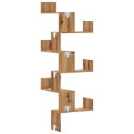 Стенен ъглов рафт дъб артизан 45x45x147 см инженерно дърво