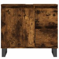 Комплект мебели за баня от 3 части, опушен дъб, инженерно дърво