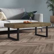 Маса за кафе, тъмнокафяво и черно, 120x60x40 см, МДФ и желязо