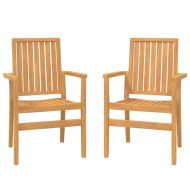 Стифиращи градински столове 2 бр 56,5x57,5x91 см тик масив