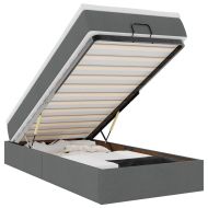 Османска легло с матрак, тъмносиво, 80x200 см, плат