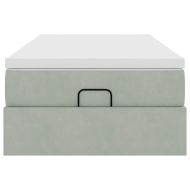 Османска легло с матрак, светлосиво, 80x200 см, кадифе