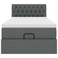 Османска легло с матрак, тъмносиво, 80x200 см, плат