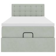 Османска легло с матрак, светлосиво, 80x200 см, кадифе