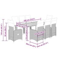 Градински бистро комплект с възглавници 9 части черен полиратан