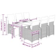 Градински бистро комплект с възглавници 7 части кафяв полиратан