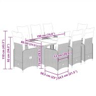 Градински бистро комплект с възглавници 9 части сив полиратан